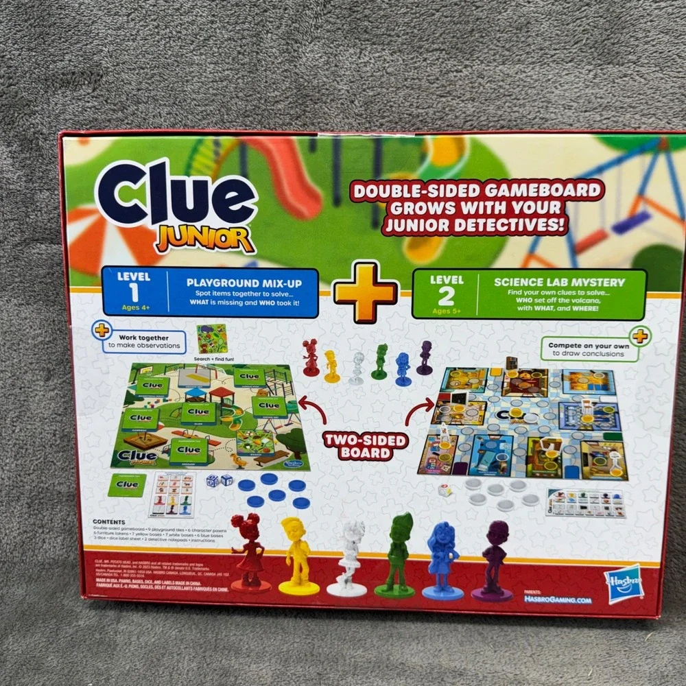 Clue Junior Board‎ Game Ages 4+ Double Sided Gameboard 2 Games in 1 Hasbro
